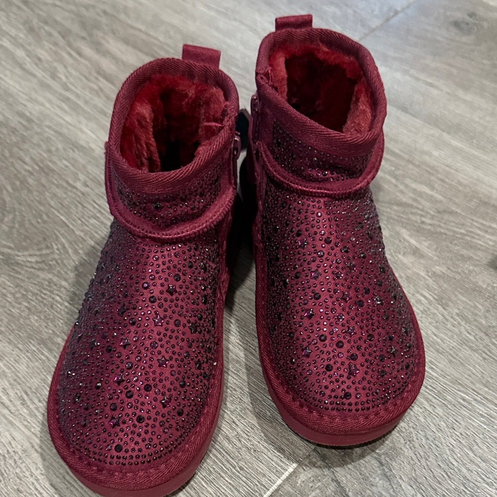 Kids Sparkly Burgundy Boots